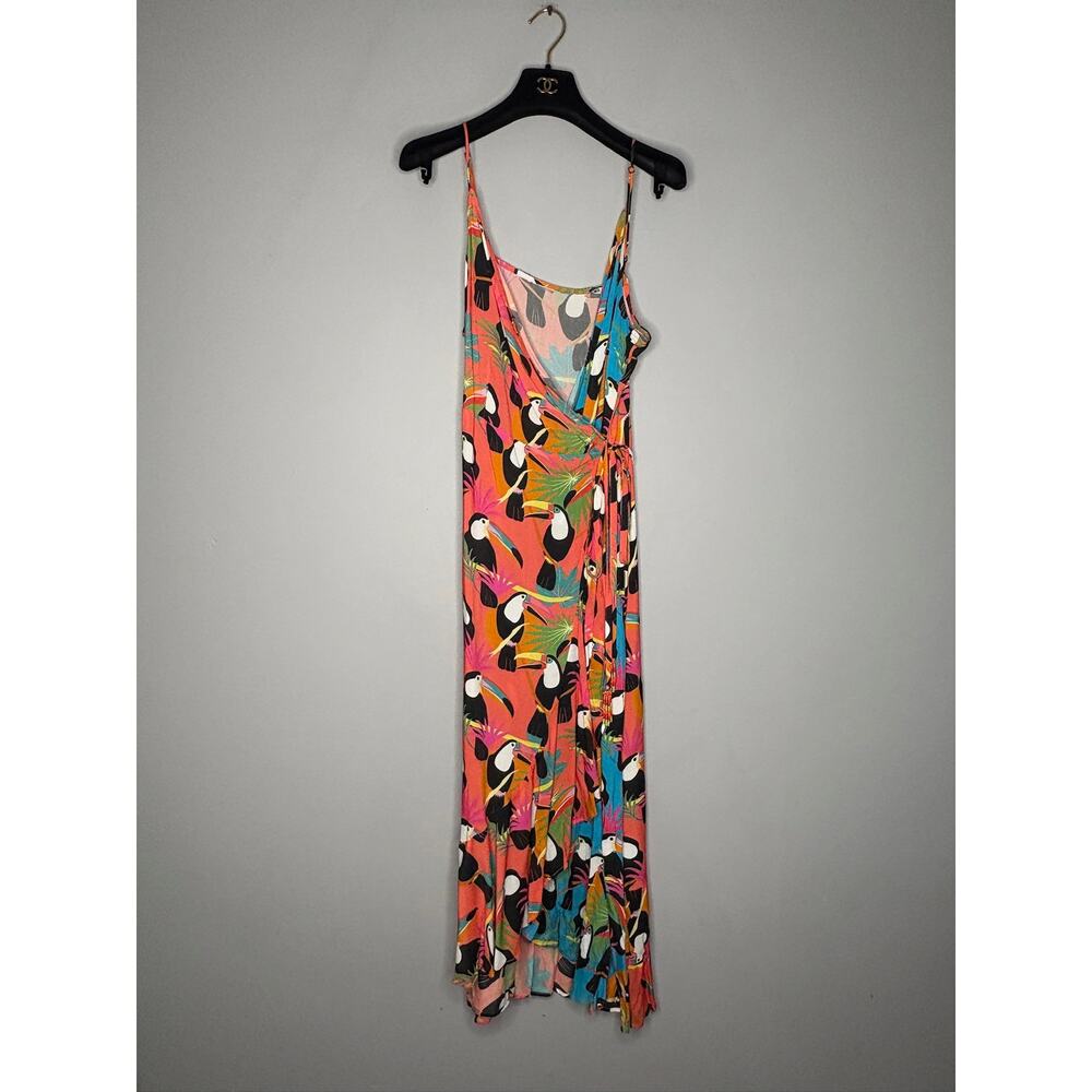 Farm Rio Toucan Wrap Dress Anthropologie Tropical Birds Maxi Size XS